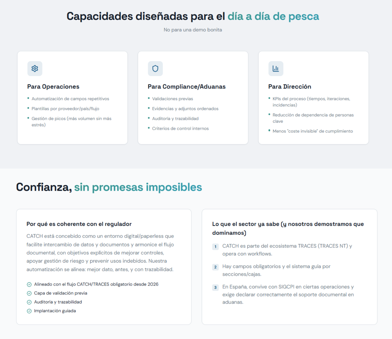 Desde que CATCH es obligatorio, cada certificado mal cumplimentado cuesta tiempo, llamadas y re-trabajo. Con Code Contract, pasas de rellenar pantallas a generar borradores completos y validados,  (3)